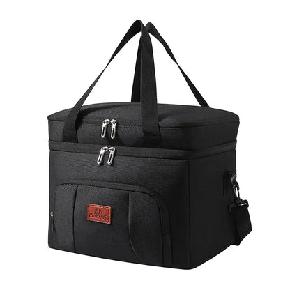 Double Layer Insulated Lunch Bag with Shoulder Strap – Large Capacity Picnic & Travel Tote